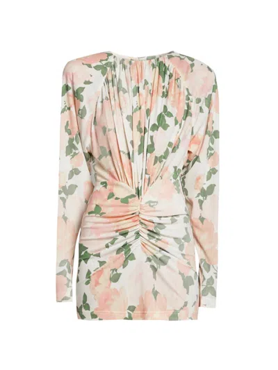 Stella Mccartney Women's Floral Crêpe Ruched Minidress In Pink