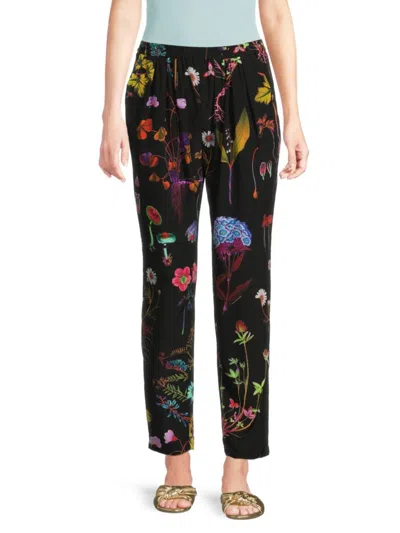 Stella Mccartney Women's Floral Silk Tapered Pants In Black