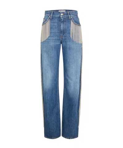 Stella Mccartney Women's Fringe Wide Leg Jeans In Blue