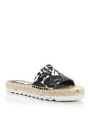 STELLA MCCARTNEY STELLA MCCARTNEY WOMEN'S GAIA EMBROIDERED ESPADRILLE SLIDE SANDALS