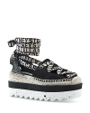 Stella Mccartney Black Organic Canvas Gaia Platform Espadrilles In Deep Black