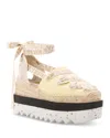 Stella Mccartney Women's Gaia Platform Ankle Wrap Espadrilles In Animal Print