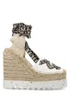Stella Mccartney Gaia Logo-jacquard And Cotton-canvas Wedge Espadrilles In Camelia White