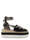 Stella Mccartney Black Organic Canvas Gaia Platform Espadrilles In Deep