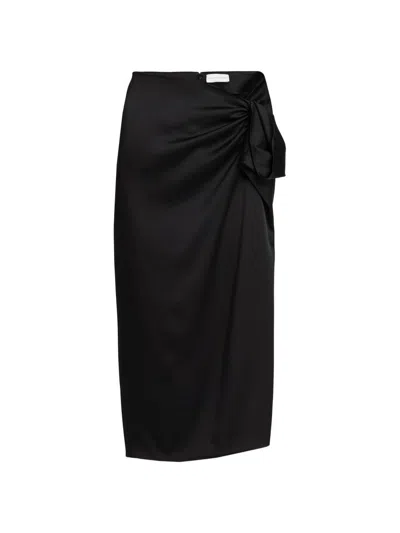 Stella Mccartney Wrap-effect Draped Satin Midi Skirt In Black