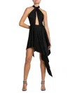 Stella Mccartney Cutout Asymmetric Seersucker Halterneck Mini Dress In Black