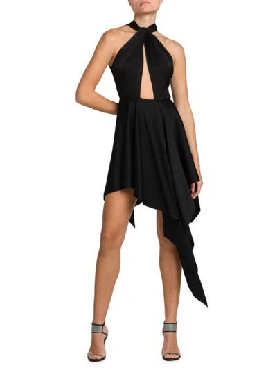 STELLA MCCARTNEY STELLA MCCARTNEY WOMEN'S HALTERNECK CUTOUT MINI ASYMMETRIC DRESS