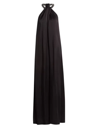 Stella Mccartney Women's Halterneck Satin Gown In Black