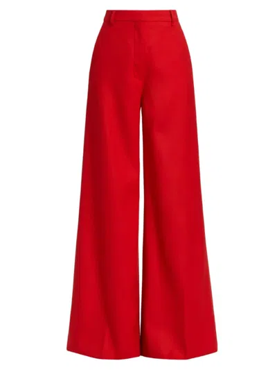 Stella Mccartney Women's High-rise Wool Flannel Flared Trousers In Lipstick Red
