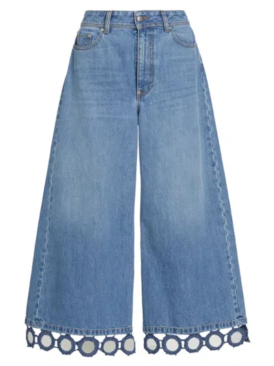 Stella Mccartney Women's High Summer Mirror-trimmed Wide-leg Jeans In Light Blue Vintage Denim