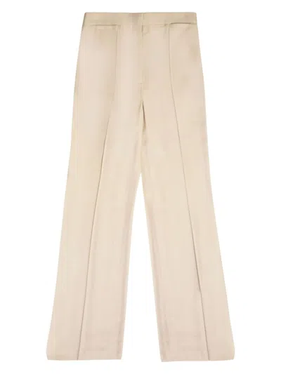 Stella Mccartney Iconic Beige Flare Pants For Women In Sand-colored Viscose