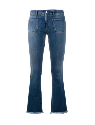 Stella Mccartney Women's Kick Flare Frayed Pocket Jean In Dark Blue
