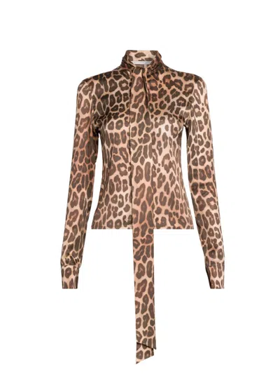 Stella Mccartney Women's Leopard Print Tieneck Blouse In Animal Print