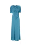 Stella Mccartney Women Light Blue Draped Satin Maxi Dress, S Luxury Dresses For Women Darveys In Blue