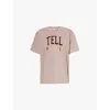 Stella Mccartney Womens Light Taupe Varsity Brand-embroidery Cotton-jersey T-shirt In Light Taupe