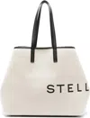 Stella Mccartney Elegant Beige Canvas Logo Print Handbag For Women In Beige