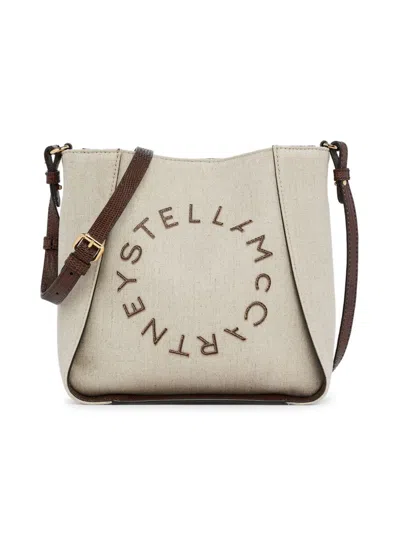 Stella Mccartney Women's Logo-detailed Canvas & Embossed Crossbody Bag In Neutral
