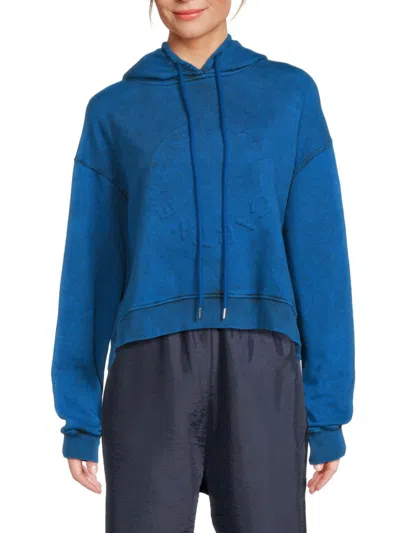 Stella Mccartney Women's Logo Embossed Cotton Hoodie In Blue