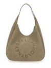 Stella Mccartney Beige Shoulder Bag With Maxi Logo Lettering On The Front In Ecosuede Woman