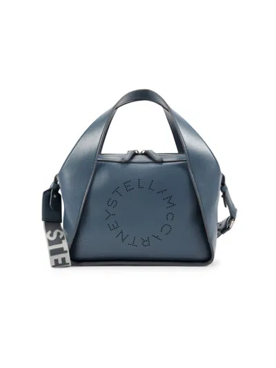 Stella Mccartney Women's Logo Line Vegan Leather Crossbody Bag In Blue