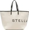 Stella Mccartney Spacious Structured Tote Bag With Bold Logo In Beige