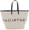 Stella Mccartney Ecru Cotton-blend Tote Bag With Logo In Mixed Colours