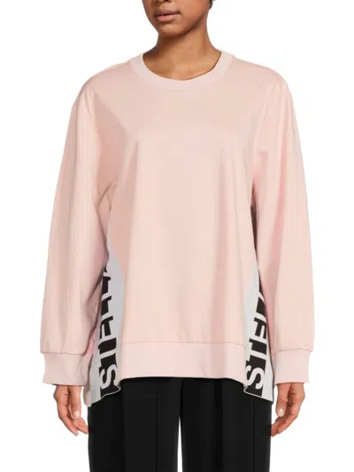 Stella Mccartney Women's Logo Tape Cotton Sweatshirt In Pink