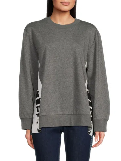Stella Mccartney Women's Logo Tape Cotton Sweatshirt In Gray