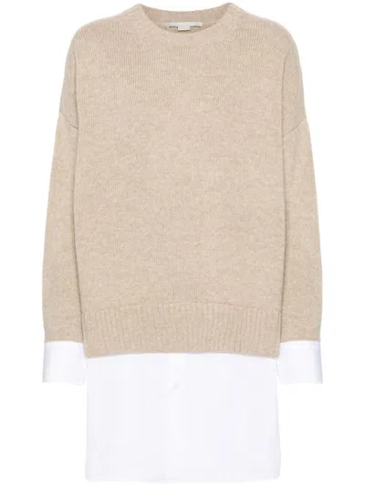 Stella Mccartney Women Maglione Stratificato In Lana E Cotone In Beige