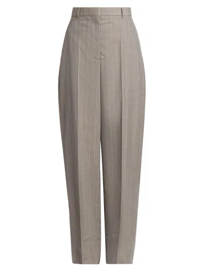 Stella Mccartney Women's Melange Striped Wool Trousers In Gray