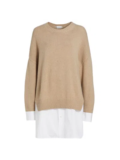 Stella Mccartney Women's Merino & Cotton Poplin Sweater In Beige