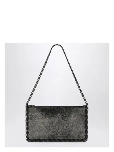 STELLA MCCARTNEY WOMEN'S METALLIC RUTHENIUM-COLOURED WALLET BAG WITH CHAIN