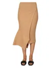 Stella Mccartney Asymmetric Rib-knit Wrap Skirt In Beige