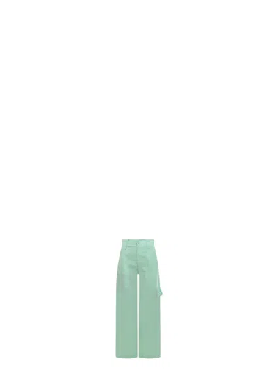STELLA MCCARTNEY WOMEN'S MINT TWILL WIDE-LEG PANT