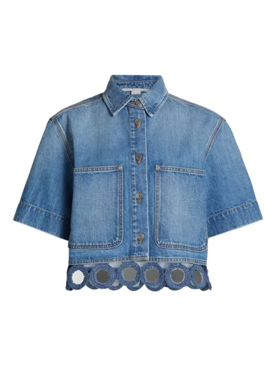 Stella Mccartney Women's Mirror Cropped Denim Jacket In Light Blue Vintage Denim