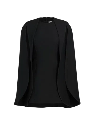 Stella Mccartney Cotton-silk Mini Cape Dress In Black