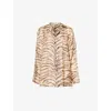 Stella Mccartney Womens Natural Animal-print Long-sleeved Silk Shirt In Natural