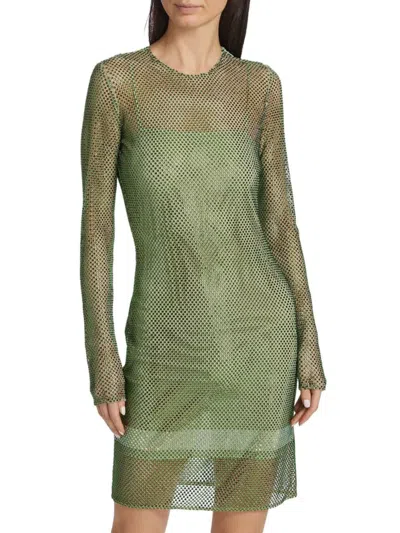 Stella Mccartney Women's Netted Hot-fixed Minidress In Fern