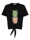 Stella Mccartney Pineapple Cotton T-shirt In Black