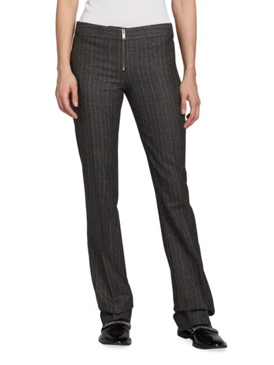 Stella Mccartney Women's Pinstriped Zip-front Trousers In Charcoal