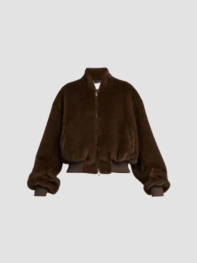 Stella Mccartney Women's Plush Faux-fur Bomber Jacket In Brown