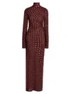 Stella Mccartney Turtleneck Polka Dot Mesh Long-sleeve Maxi Dress