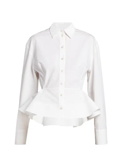 Stella Mccartney Womens Pure White Peplum-waist Tailored Cotton Shirt