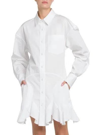 Stella Mccartney Women's Poplin Ruffled Shirtdress In Pure White