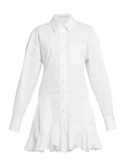 Stella Mccartney Women's Poplin Ruffled Shirtdress In Pure White