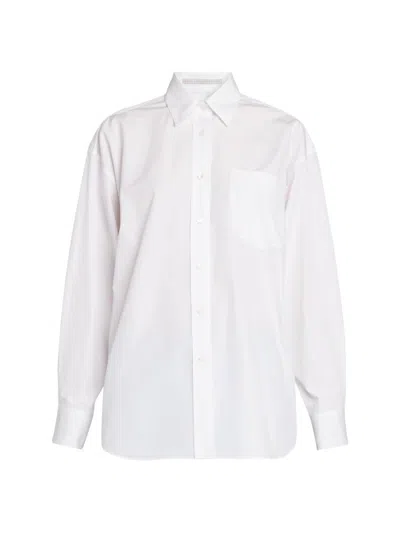 Stella Mccartney Popeline Oversized Shirt With Hidden Buttoning In White