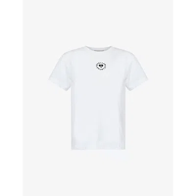 Stella Mccartney Womens Pure White Heart Boxy-fit Cotton-jersey T-shirt