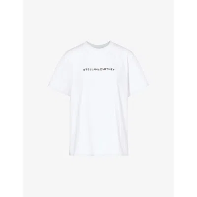 Stella Mccartney Womens Pure White Stella Iconics Brand-print Cotton-jersey T-shirt