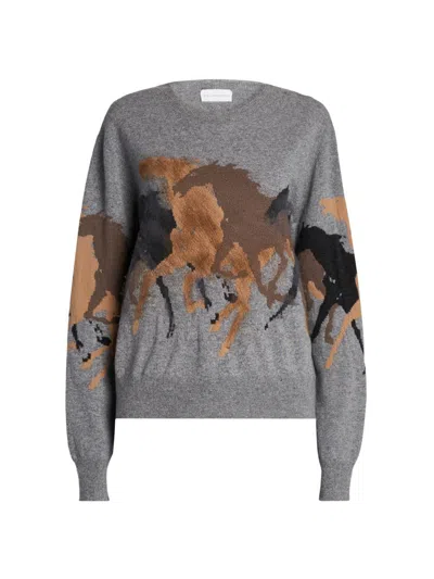 Stella Mccartney Women's Racing Horses Wool Sweater In Gray