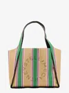 Stella Mccartney Women Rafia Shoulder Bag With Multicolour Print And Logo With Studs On The Front
